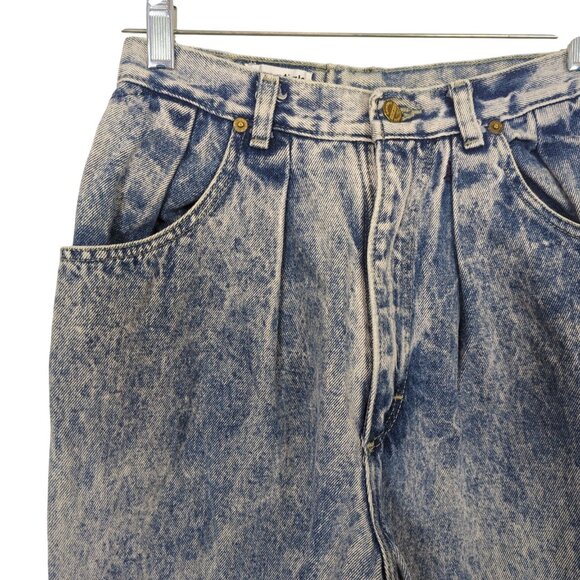 Vintage Essentials Sport Jeans sz 12 Acid Wash High Waist Pleated Mom Tapered - Picture 6 of 15